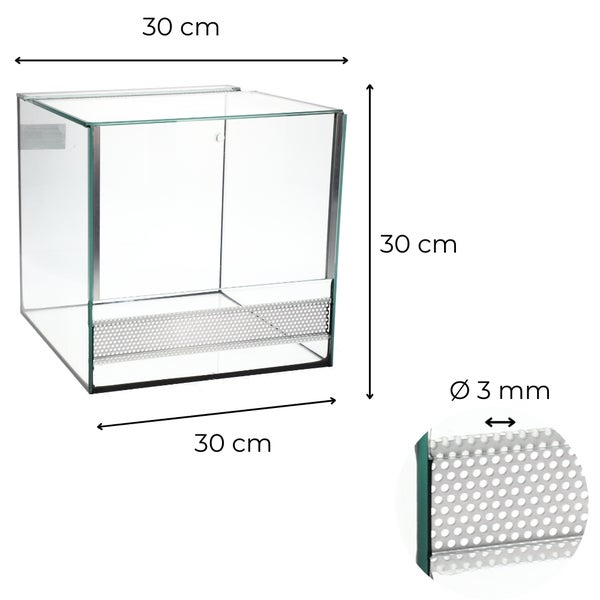 GarPet Glas Terrarium 30x30x30 cm Viviarium Pflanzen Terrarium Reptilien Amphibien Spinnen Glasterrarium mit Alu Belüftung Falltür