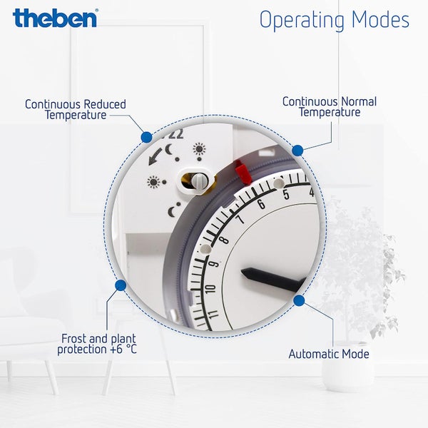 Theben 7220030 RAM 722 (Ramses) - analoges Uhrenthermostat mit Tages- und Wochenprogramm, Raumtemperaturregler, Raumregler, Thermostat