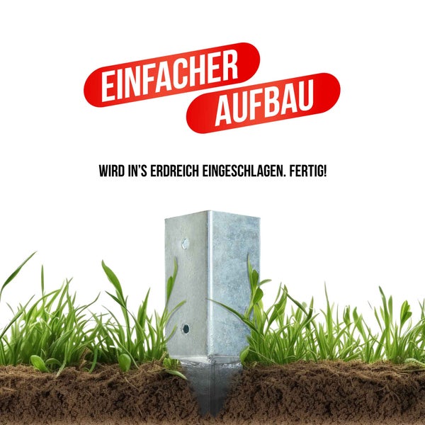 Einschlaghülse/Bodenhülse (71 mm) für Vierkantpfosten, feuerverzinkt, silber