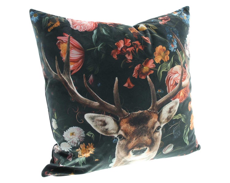 FRANK FLECHTWAREN | Kissenhülle Blumenhirsch, POLYESTER, 45 x 45 cm