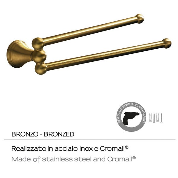 2-armiger Handtuchhalter aus bronzefarbenem Edelstahl | Rosa