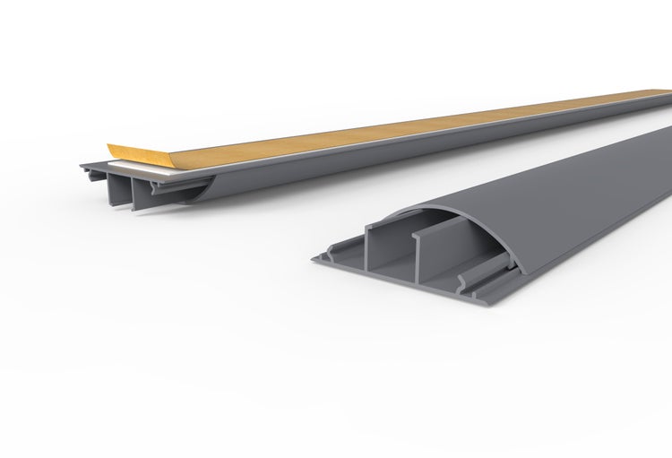 CILSON WDK7020SG Art.-Nr. 6700380 Kabelkanal 70 x 20 mm x 2.000 mm - Trittfest, selbstklebend mit Bodenbelochung, grau RAL 7035