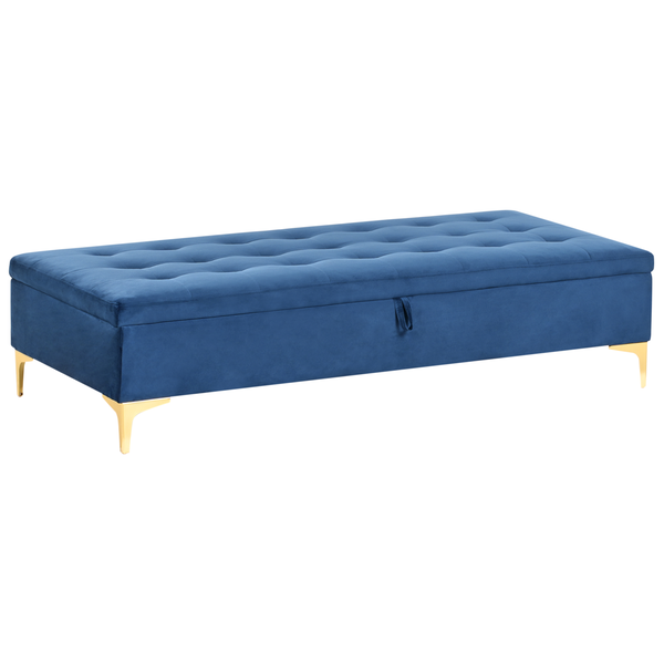 Aufbewahrungshocker ABERDEEN Samtstoff Marineblau