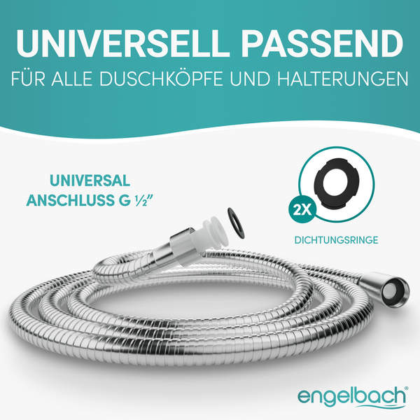 ENGELBACH Brauseschlauch Edelstahl 1,25m x 1/2”-  Standard Anschluss
