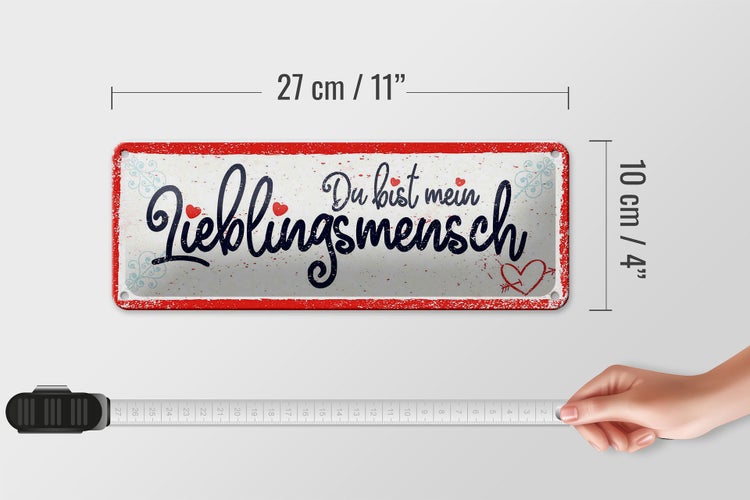 Blechschild Spruch 27x10cm Du bist mein Lieblingsmensch Dekoration