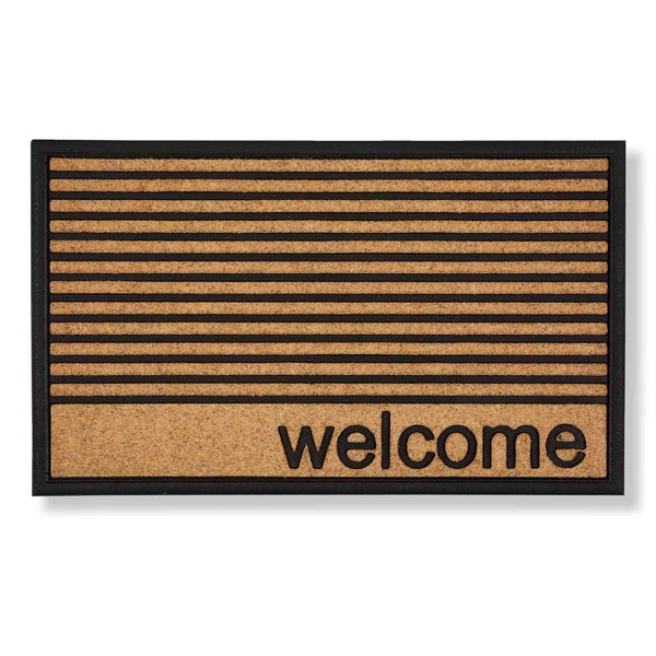 Fußmatte mit Willkommensgruß und horizontalen Streifen