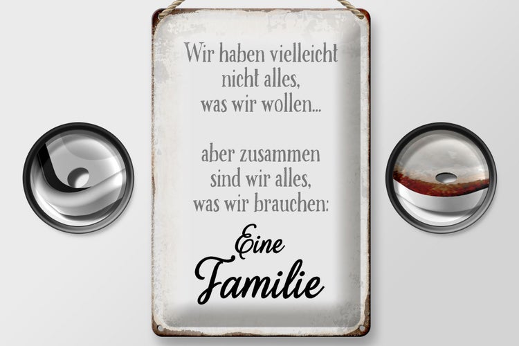 Blechschild Spruch 20x30cm eine Familie zusammen wir alles
