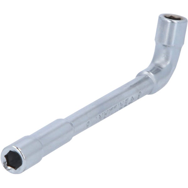 L-förmiger Steckschlüssel mit Sechskant-Profil, 9 Millimeter, verchromtes Metall.