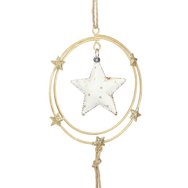 Weihnachtsanhänger mit Stern in einem goldenen Reifen