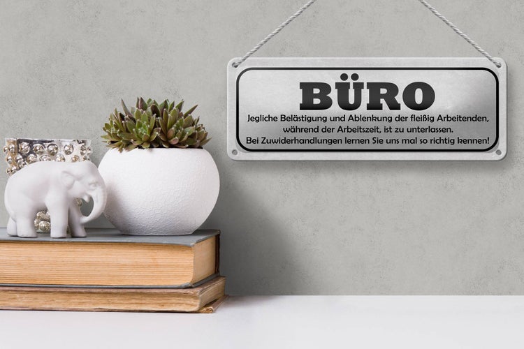 Blechschild Spruch 27x10cm Büro Ablenkung Arbeitszeiten Dekoration