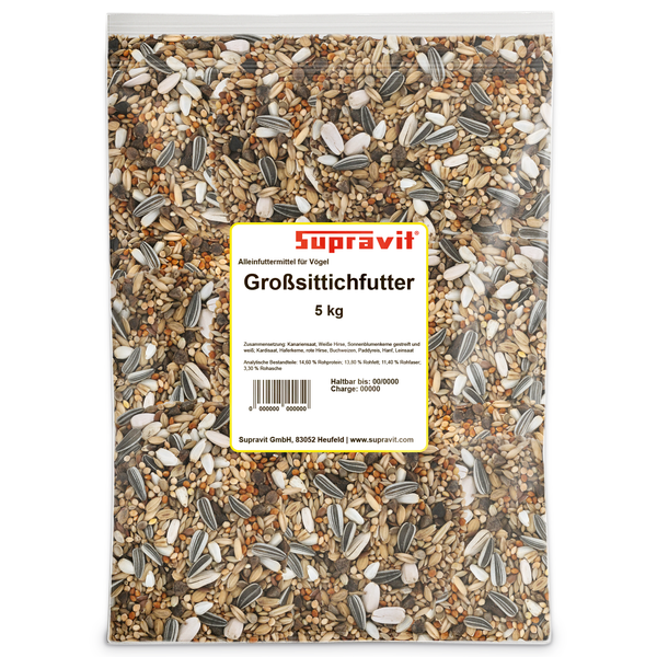 Supravit Großsittichfutter, 5 kg, Alleinfuttermittel für Vögel