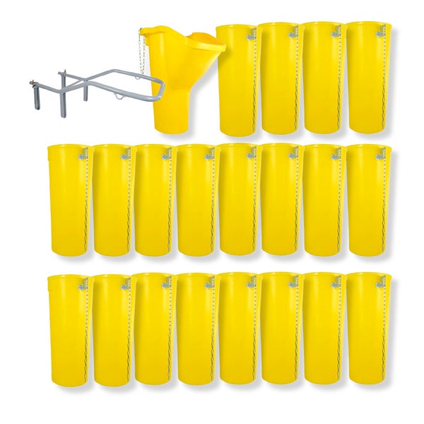 Bauschuttrutschen-Set SIRL XXL Profi | 22-teilig | 22,13m Länge | Einfülltrichter, Halterung & 20 Schuttrohre | Gelb
