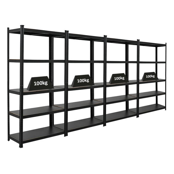 PROREGAL Mega Deal 4 x All Black Series Schwerlastregal Ragnar HxBxT 180 x 90 x 40 cm Fachlast 100 kg Matt Schwarz Kellerregal Steckregal Garagenregal