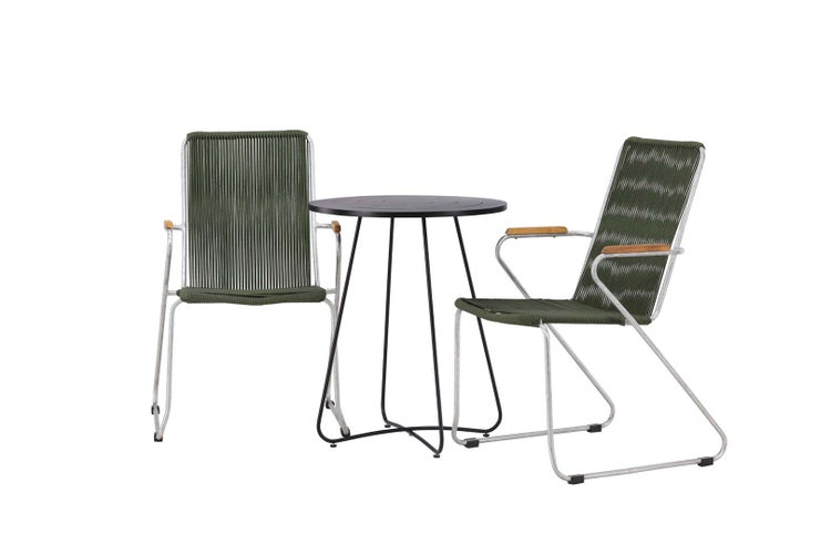 Bacong Gartenset Tisch, 2 Stühle  schwarz,grün. 60 X 60 X 45 cm