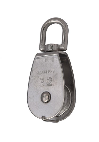 Edelstahl Umlenkrolle mit 32 Millimeter Raddurchmesser