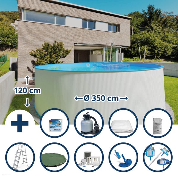 Aufstellpool mit Zubehör, Durchmesser 350 cm, Höhe 120 cm