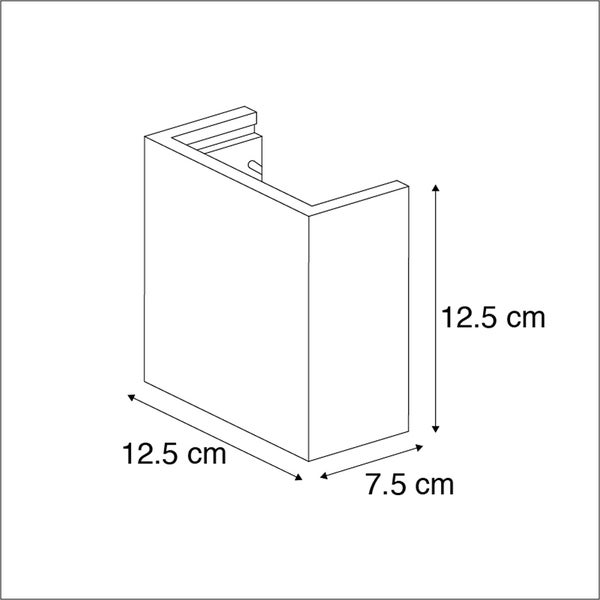 Illustration eines Wandprofils mit den Maßen 12,5 cm x 12,5 cm x 7,5 cm.