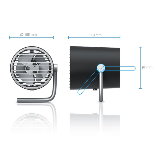 CSL - USB Ventilator mini - Tischventilator klein - Schreibtischventilator sehr leise - Desk Fan - 2 Geschwindigkeiten - per Touch regelbar