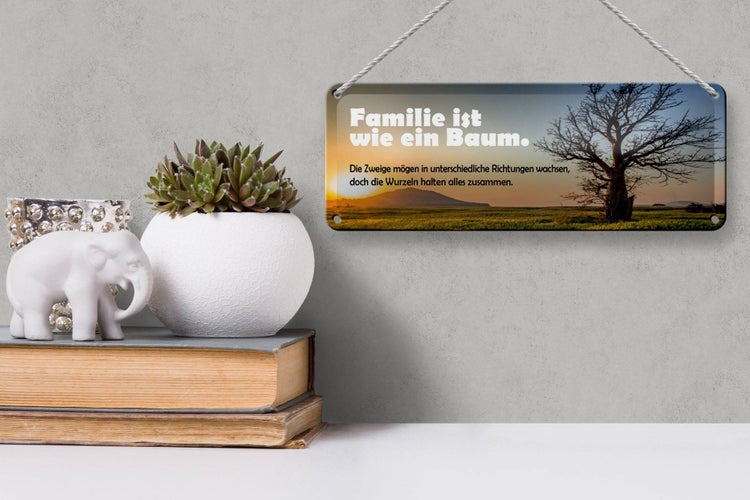 Blechschild Spruch 27x10cm Familie ist wie Baum die Zweige Dekoration