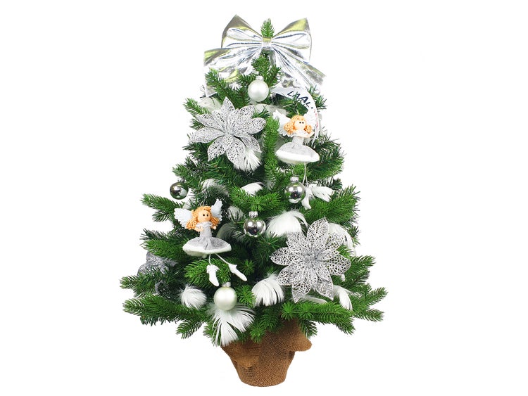 Künstlicher Weihnachtsbaum Bernard in Blumentopf 75cm, Tannenbaum Christbaum Kunstbaum Dekobaum mit Metallständer