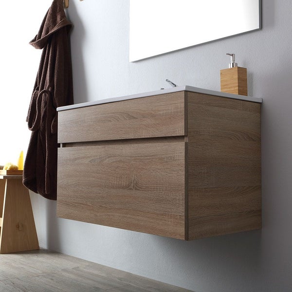 Unterschrank 800 x 460 mm in Holzoptik Eiche natur, wandhängend | Sole
