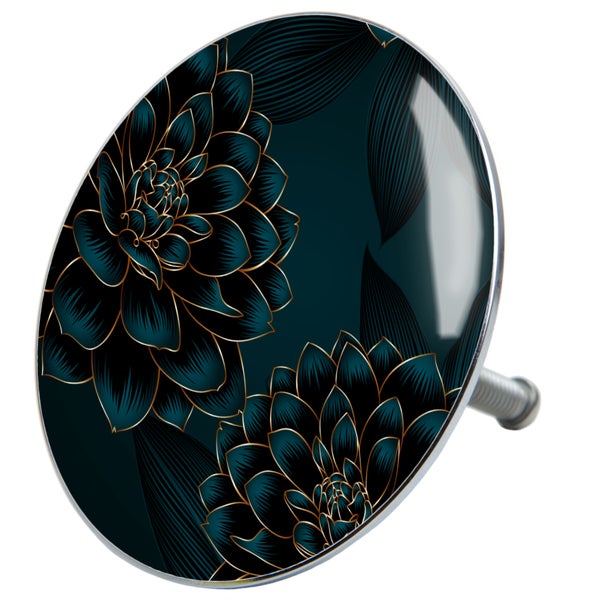 Runder Möbelknopf mit Blumenmuster und Metallgewinde für Schränke und Schubladen
