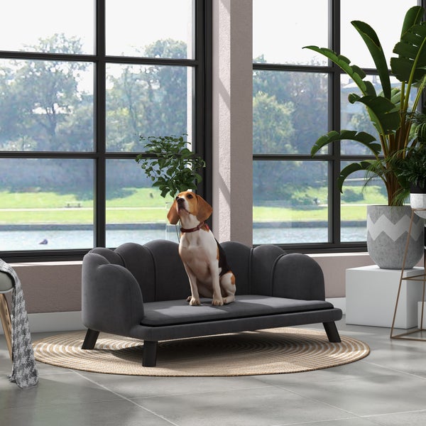 PawHut Hundesofa, 98,5B x 60,5T x 35,5H cm, Polyester, Schaumstoff, Dunkelgrau