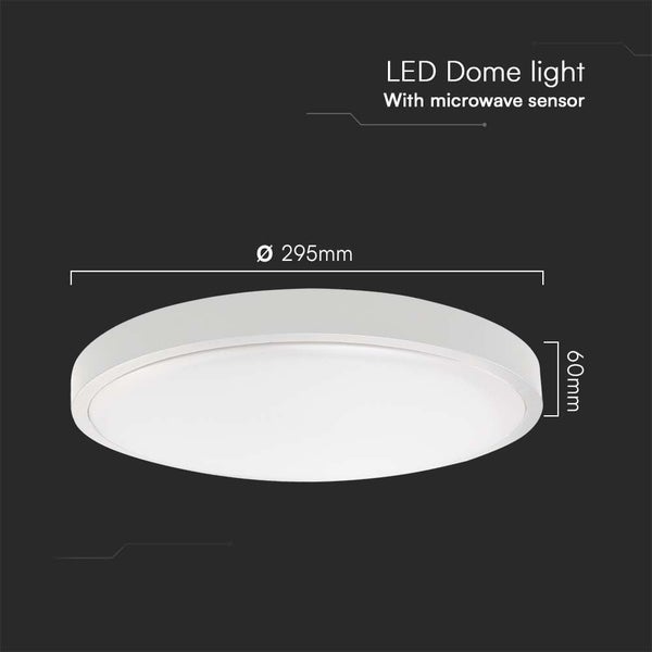 LED-Deckenleuchte mit Mikrowellensensor, Durchmesser 295 Millimeter, Höhe 60 Millimeter
