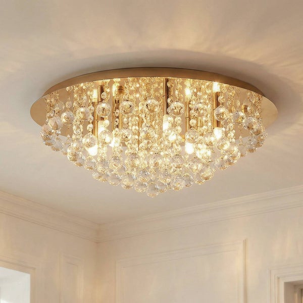 Deckenleuchte mit hängenden Kristallkugeln