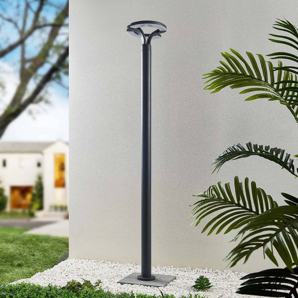 Lindby LED Mastleuchte außen Keily (spritzwassergeschützt (Modern) in Schwarz aus Aluminium (2 flammig, ) - Kandelaber Außenleuchte