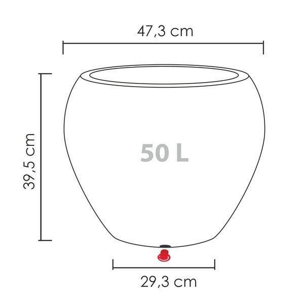 Scheurich Lineo 48, Pflanzgefäß/Blumentopf/Pflanzkübel, rund,  aus Kunststoff Farbe: Schwarz-Granit, 47,3 cm Durchmesser, 39,5 cm hoch, 50 l Vol.