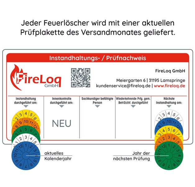 Wartungs- beziehungsweise Prüfnachweis für Feuerlöscher
