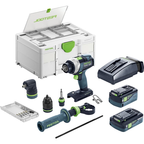 Festool Akku-Bohrschrauber TDC 18/4 5,0/4,0 I-Set QUADRIVE / 1x 4,0 1x 5,0 Akku + Ladegerät + Zubehör im Systainer - 577612