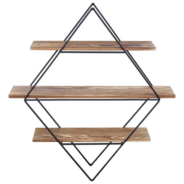 Wandregal mit drei Ablagen und geometrischem Design