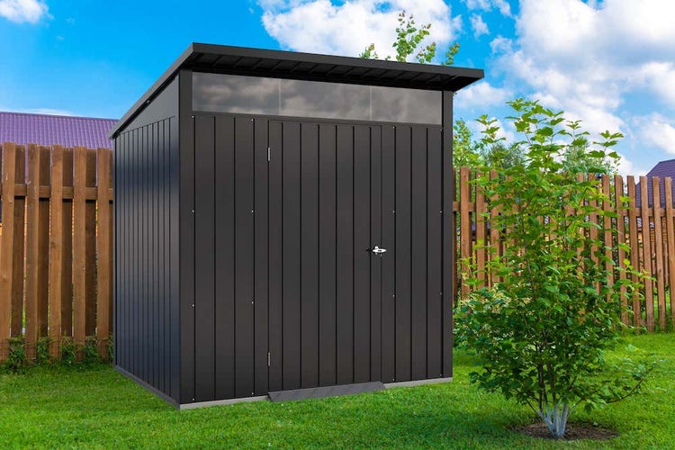 DURAMAX Metall-Gerätehaus 2x2m Gerätehaus aus Metall in Grau, Geräteschrank mit 0,5 mm Wandstärke Gartenhaus