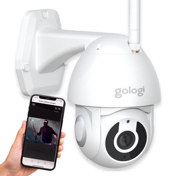 Gologi Superior Außenkamera - Außenkamera mit Nachtsicht - Kabelgebundene Sicherheitskamera - Sicherheitskamera - 3MP - Mit Wifi und App - Weiß