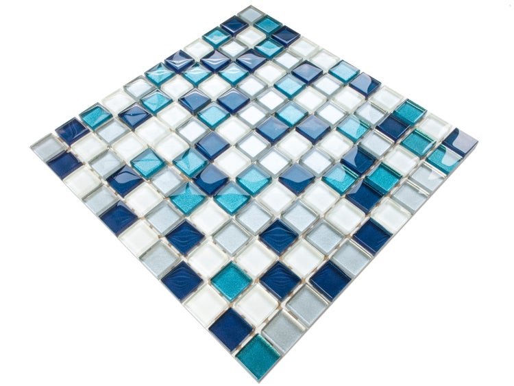 Glasmosaik auf Netz für Bad und Küche 30cm x 30cm  - Topaz