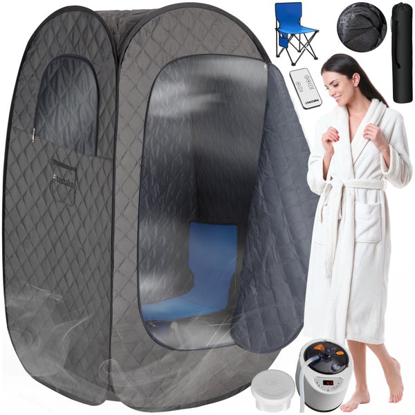Dampfsauna-Set mit Zelt, Stuhl, Dampfer, Fernbedienung und Tragetasche