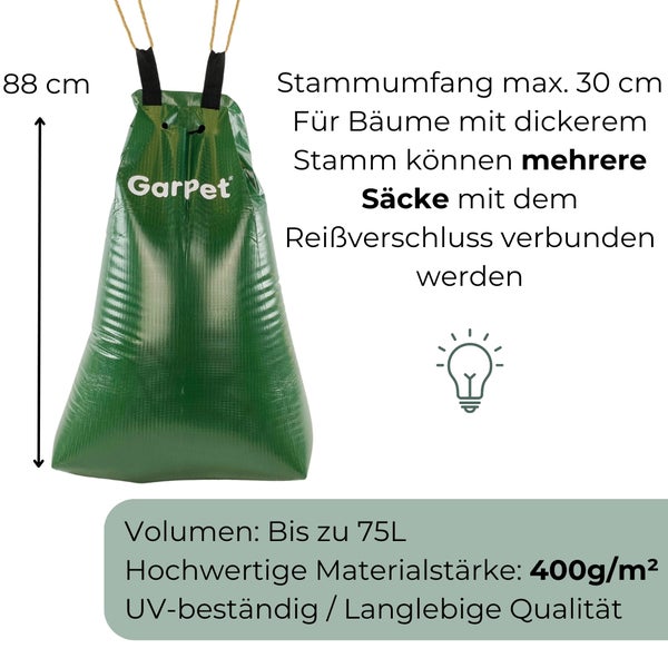 Garpet Sack zum Schutz von Baumstämmen, maximale Stammbreite 30 cm, Volumen bis 75 Liter, Höhe 88 cm