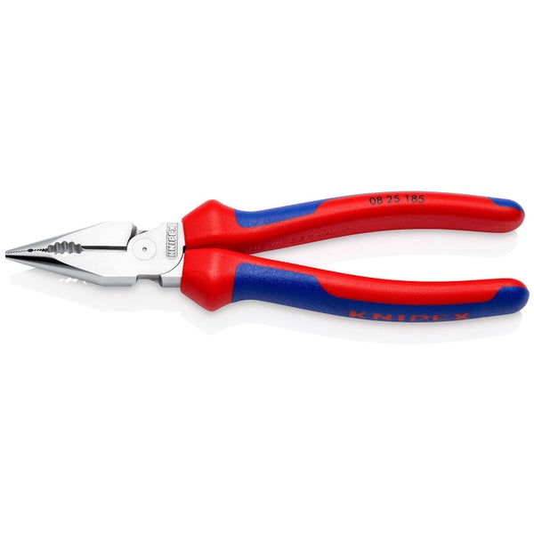 Knipex Spitz-Kombizange mit Mehrkomponenten-Hüllen verchromt 185 mm - 0825185