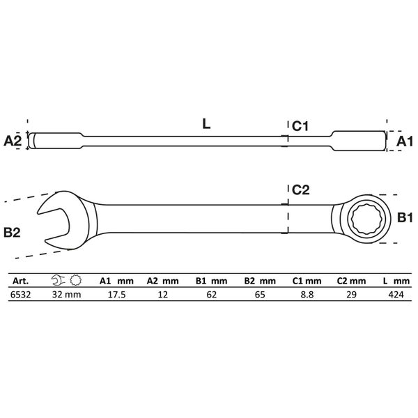 BGS Ratschenring-Maulschlüssel SW 32 mm - 6532