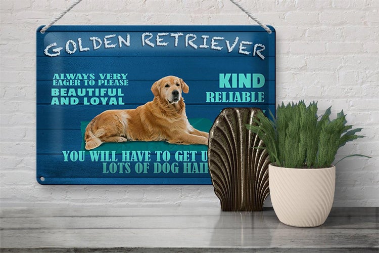 Blechschild Spruch 30x20cm Golden Retriever Hund very eager