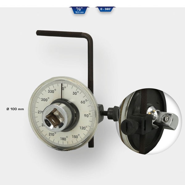 Brilliant Tools Drehmomentwinkelmesser mit Winkelskala und Betätigungshebel in Verpackung