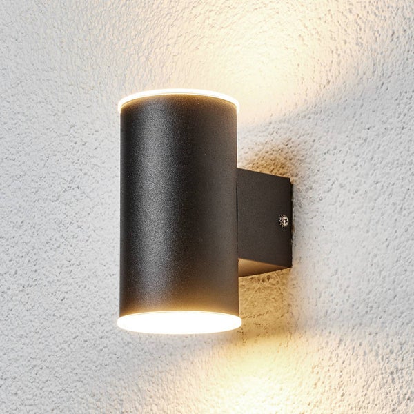 Lindby LED Wandleuchte außen Morena (spritzwassergeschützt (Modern) in Schwarz aus Edelstahl (2 flammig, ) - Außenwandleuchten Wandlampe Led Außenlampe Outdoor für Außenwand/Hauswand