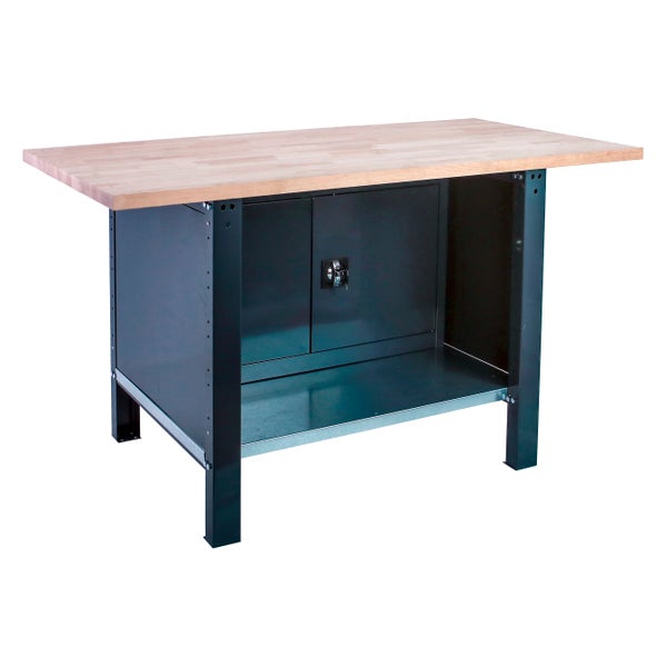 Werkbank BUFFALO WOOD mit Schrank | HxBxT 86,5x150x75cm | Traglast 1000kg | Anthrazit