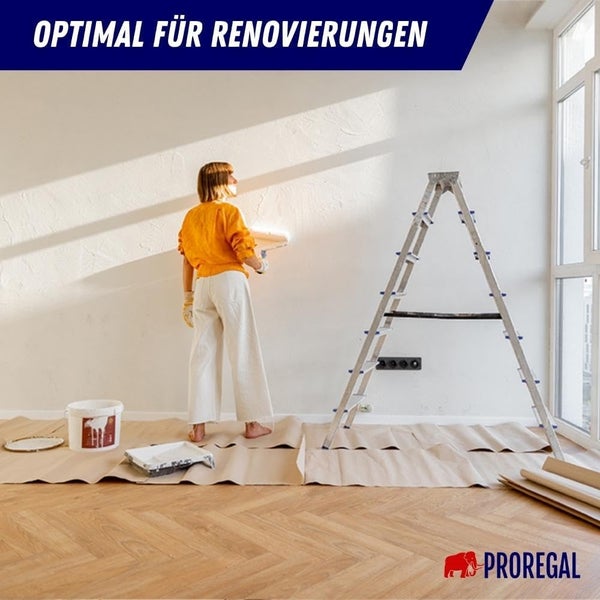 PROREGAL Stufenstehleiter ATLAS Beidseitig Begehbar 2 x 4 Stufen Arbeitshöhe 2,81 m Traglast 125 kg