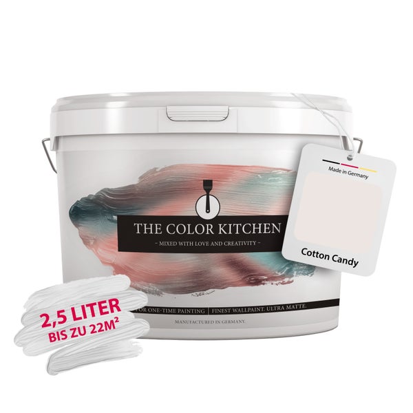 Wandfarbe The Color Kitchen, Farbton Cotton Candy, ultra-matt, 2,5 Liter für bis zu 22 Quadratmeter, Made in Germany.