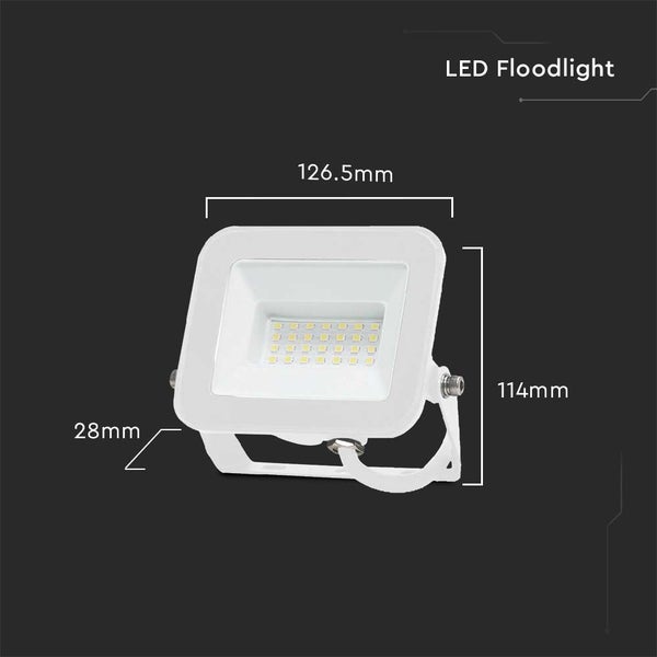 LED-Scheinwerfer - Samsung - IP65 - Weißes Gehäuse - 20 Watt - 1620 Lumen - 4000K - 5 Jahre