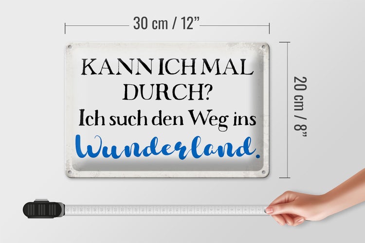 Blechschild Spruch 30x20cm ich such den Weg ins Wunderland