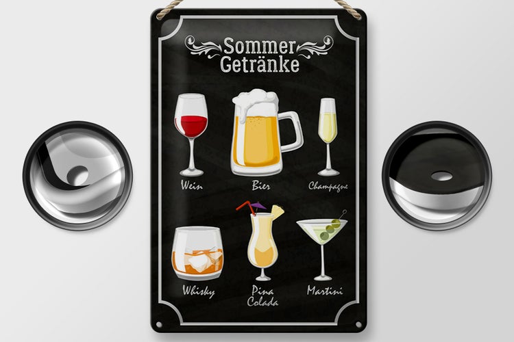 Blechschild Spruch 20x30cm Sommer Getränke Wein Bier